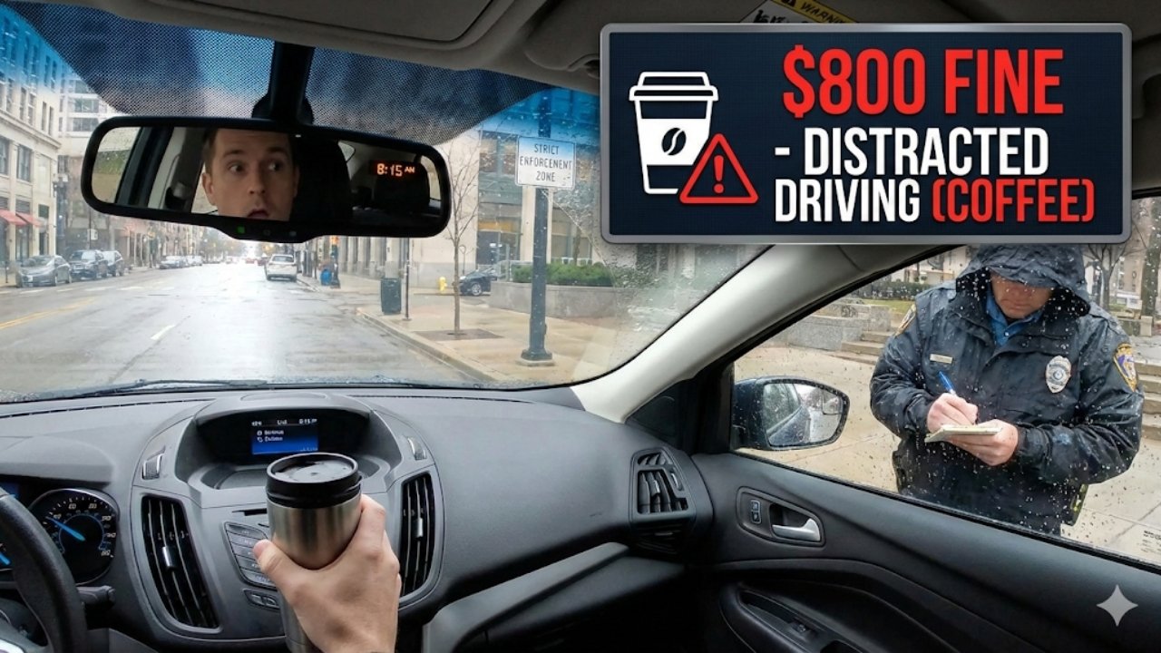 Drinking Coffee Behind the Wheel? This $800 Fine Is Catching Drivers Off Guard